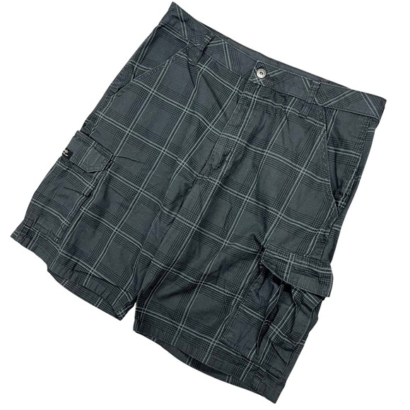 Mens Wrangler Cargo Shorts Plaid Casual Outdoor Gray Size 34W 9L - Picture 1 of 9